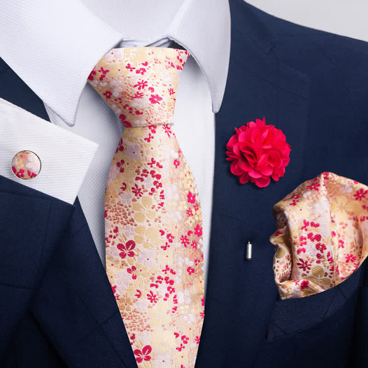 Juego de 4 gemelos y corbatas de bolsillo para hombre, diseño novedoso