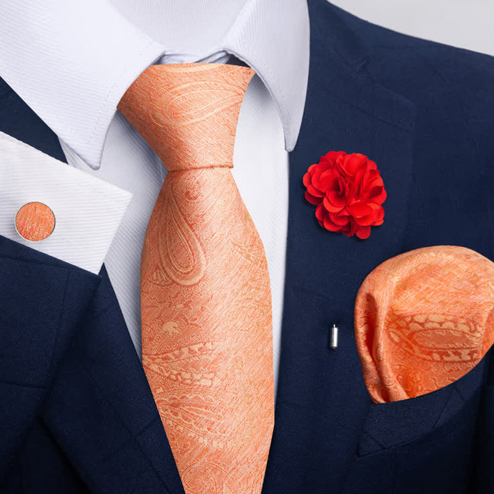 Juego de 4 gemelos y corbatas de bolsillo para hombre, diseño novedoso