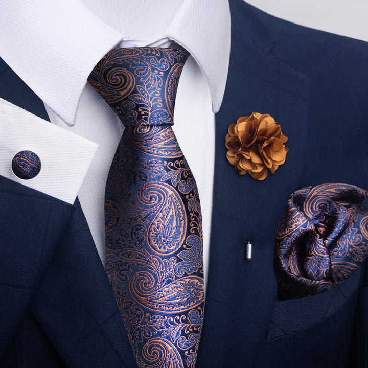 Juego de 4 gemelos y corbatas de bolsillo para hombre, diseño novedoso