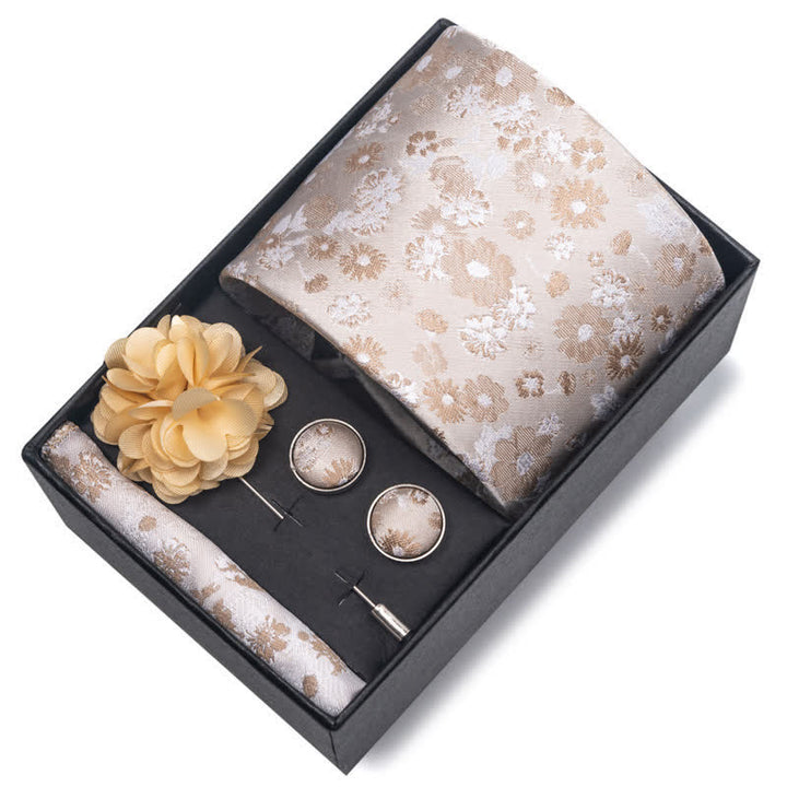 Juego de 4 gemelos y corbatas de bolsillo para hombre, diseño novedoso