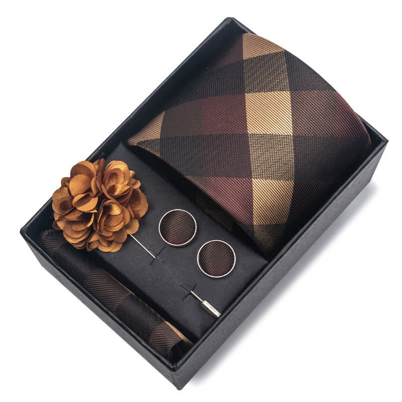 Juego de 4 gemelos y corbatas de bolsillo para hombre, diseño novedoso