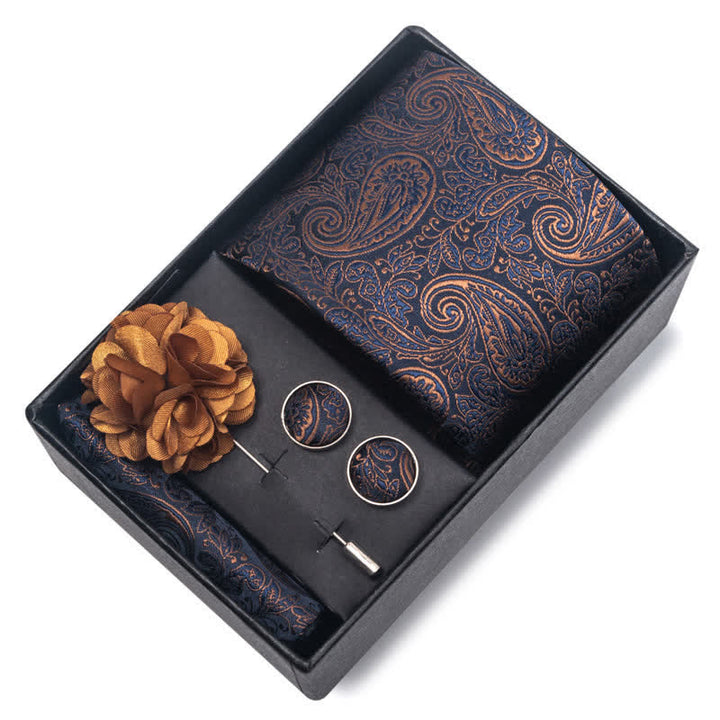 Juego de 4 gemelos y corbatas de bolsillo para hombre, diseño novedoso