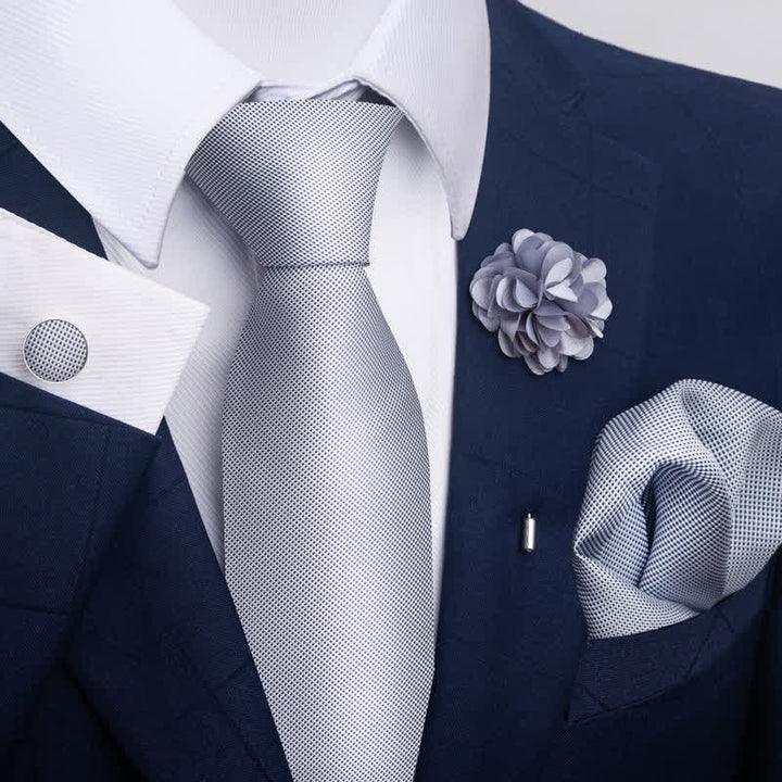 Juego de 4 corbatas modernas de color gris plateado para hombre