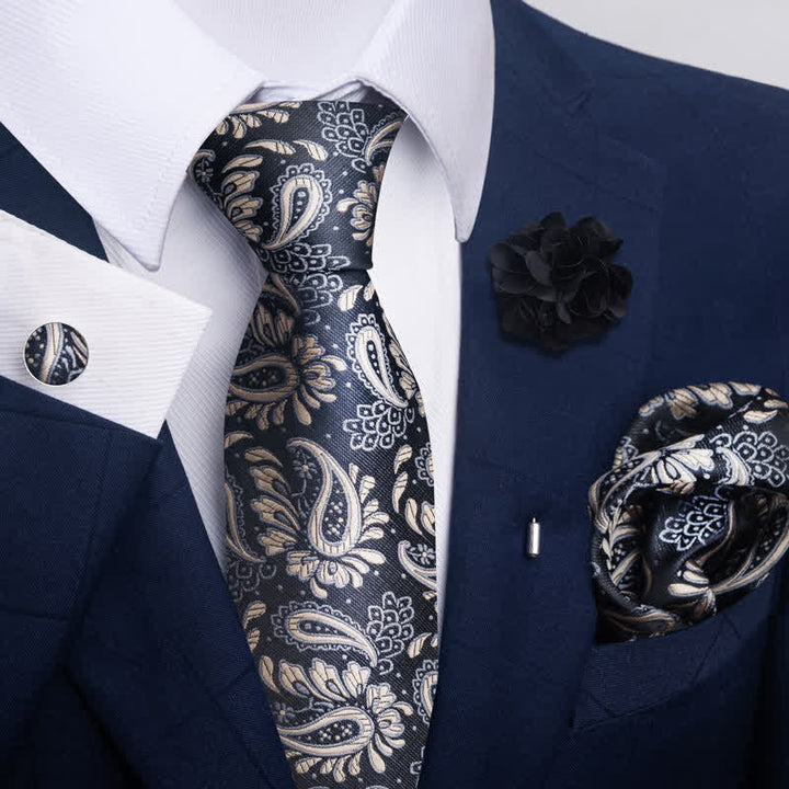 Juego de 4 corbatas modernas de color gris plateado para hombre