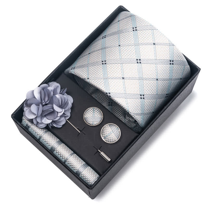 Juego de 4 corbatas modernas de color gris plateado para hombre