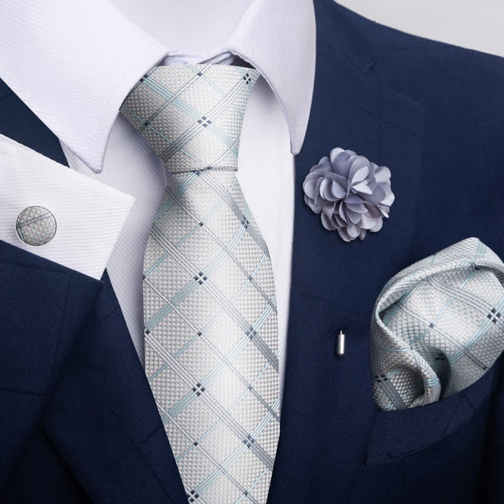 Juego de 4 corbatas modernas de color gris plateado para hombre