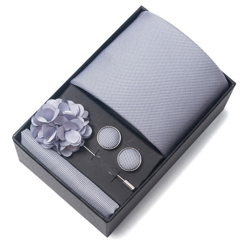 Juego de 4 corbatas modernas de color gris plateado para hombre