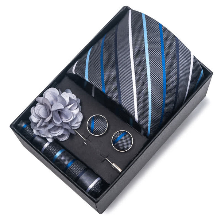 Juego de 4 corbatas modernas de color gris plateado para hombre
