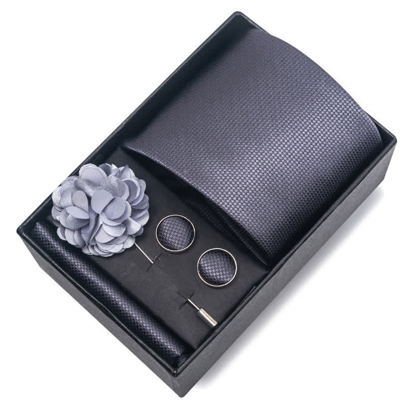 Juego de 4 corbatas modernas de color gris plateado para hombre