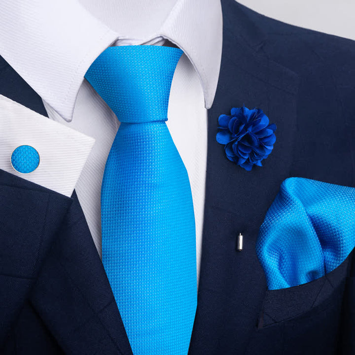 Conjunto de 4 corbatas de rayas florales de la serie azul para hombre