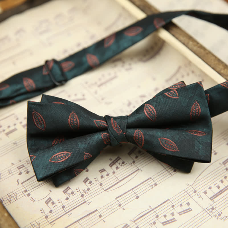 Pajarita de sarga a rayas con hojas vintage para hombre