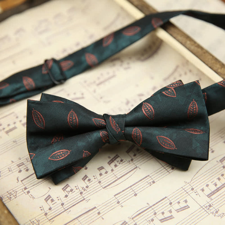 Pajarita de sarga a rayas con hojas vintage para hombre