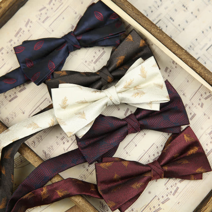 Pajarita elegante de doble capa con estampado de trigo para hombre