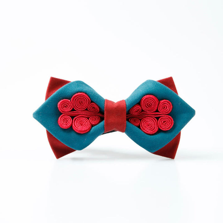 Pajarita elegante de color azul oscuro y rojo vino para boda de hombre