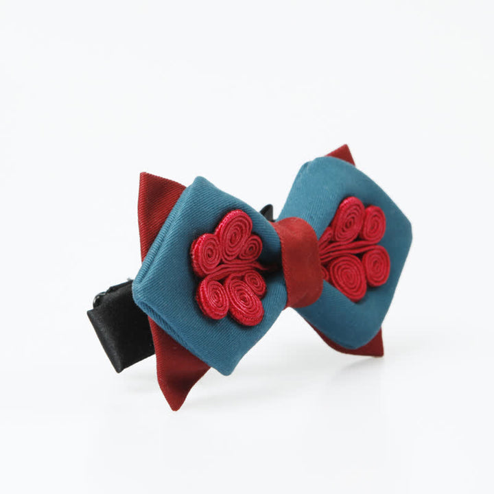 Pajarita elegante de color azul oscuro y rojo vino para boda de hombre