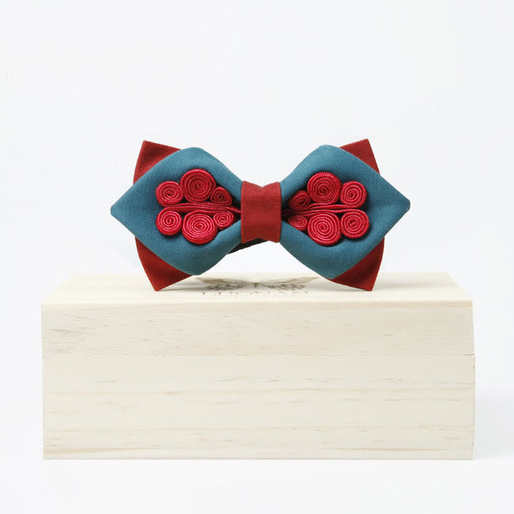 Pajarita elegante de color azul oscuro y rojo vino para boda de hombre