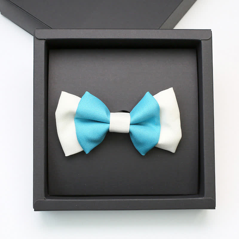 Pajarita de dos capas en azul cielo y blanco para hombre