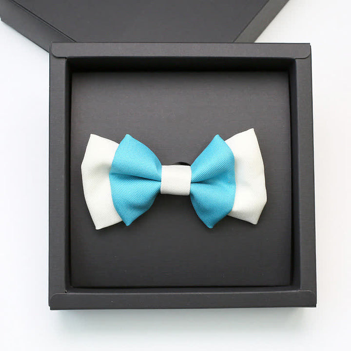 Pajarita de dos capas en azul cielo y blanco para hombre