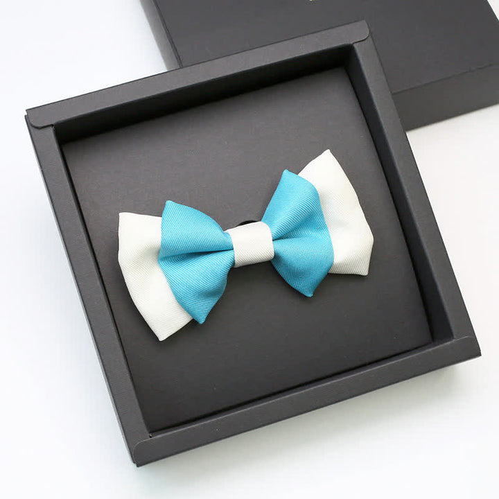 Pajarita de dos capas en azul cielo y blanco para hombre