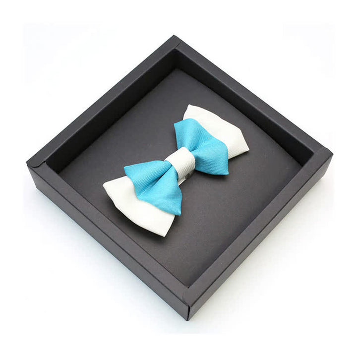 Pajarita de dos capas en azul cielo y blanco para hombre