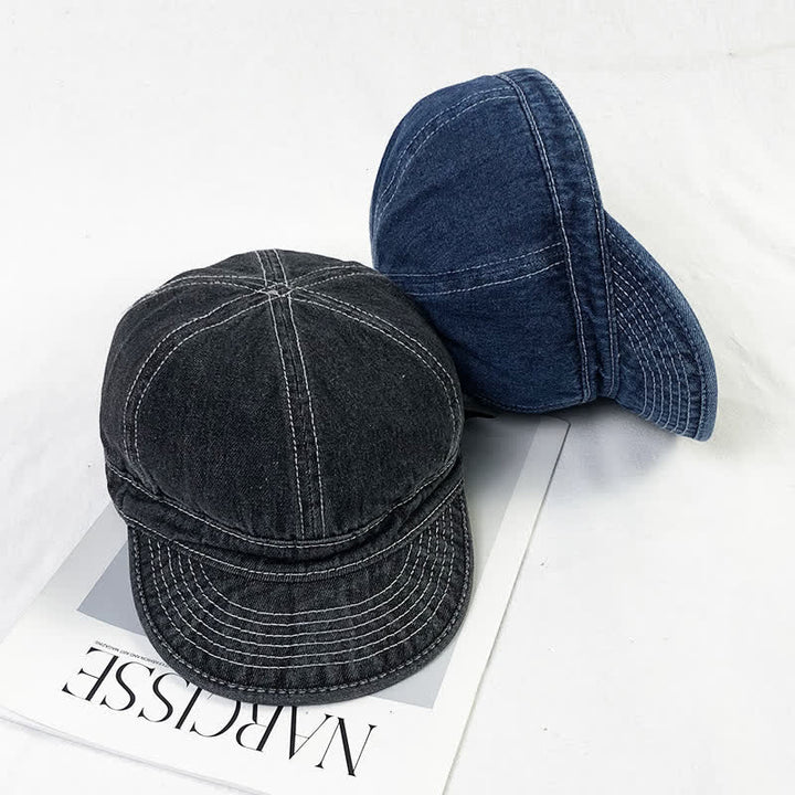 Gorra de béisbol informal de algodón vaquero con costuras blancas