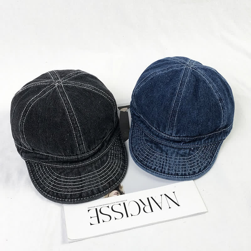 Gorra de béisbol informal de algodón vaquero con costuras blancas