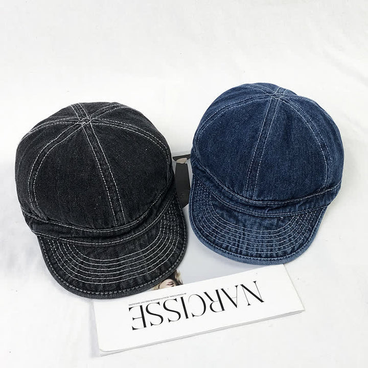 Gorra de béisbol informal de algodón vaquero con costuras blancas