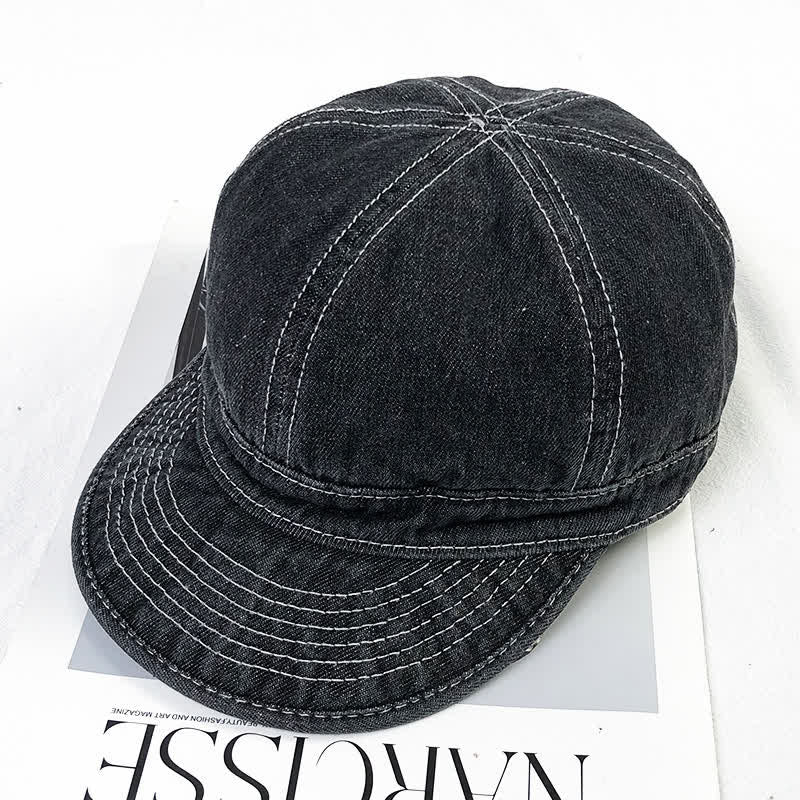 Gorra de béisbol informal de algodón vaquero con costuras blancas