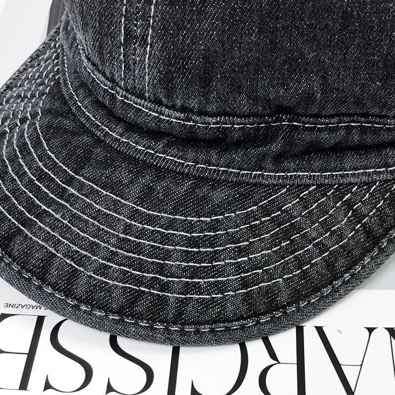 Gorra de béisbol informal de algodón vaquero con costuras blancas