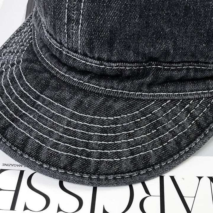Gorra de béisbol informal de algodón vaquero con costuras blancas