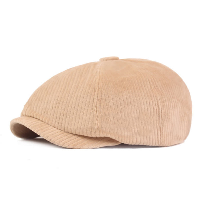 Boina de visera corta de pana a rayas