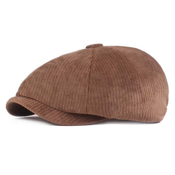 Boina de visera corta de pana a rayas