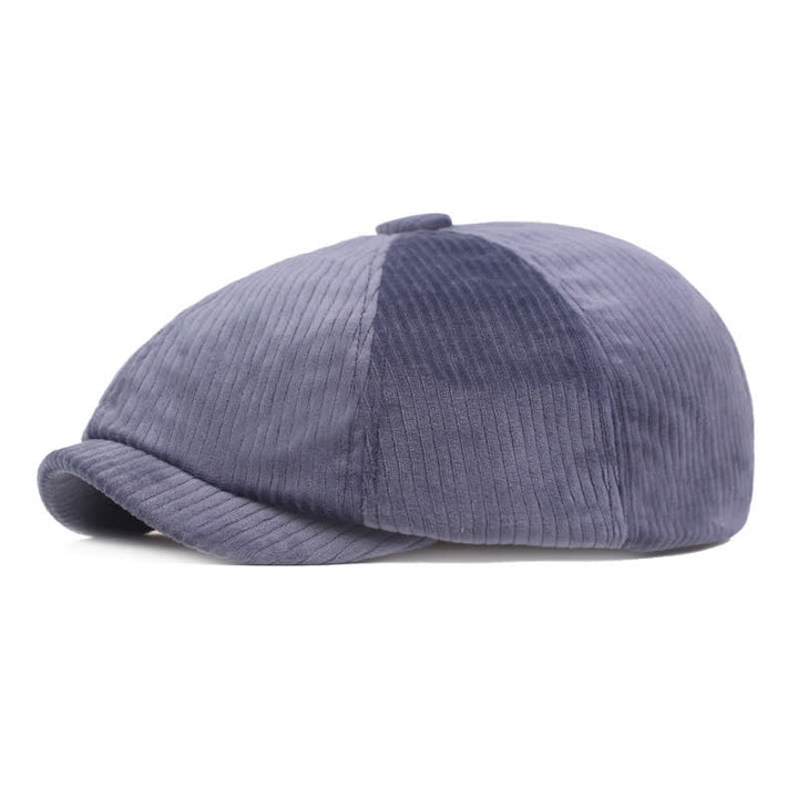 Boina de visera corta de pana a rayas