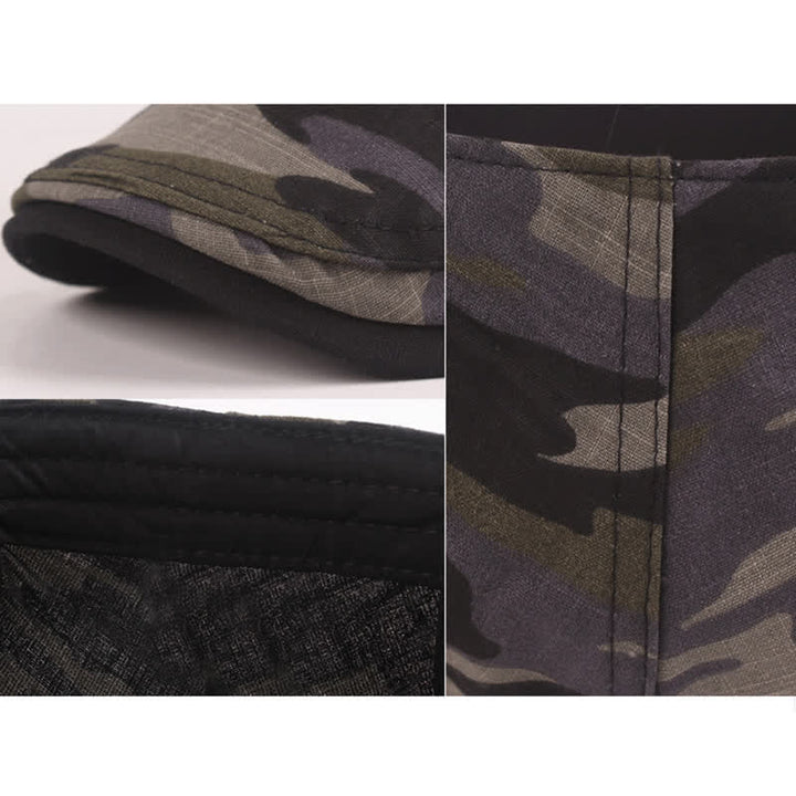 Boina plana estilo vendedor de periódicos con estampado de camuflaje.