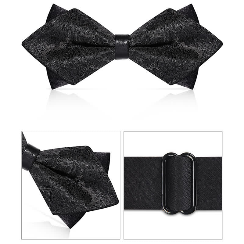 Pajarita elegante con doble capa de cachemira y diseño de puntos para hombre