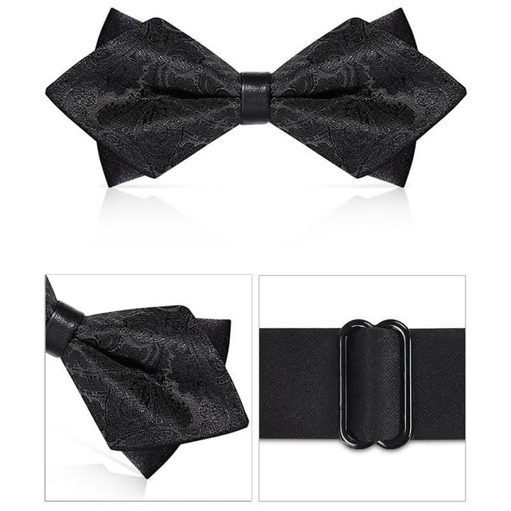 Pajarita elegante con doble capa de cachemira y diseño de puntos para hombre