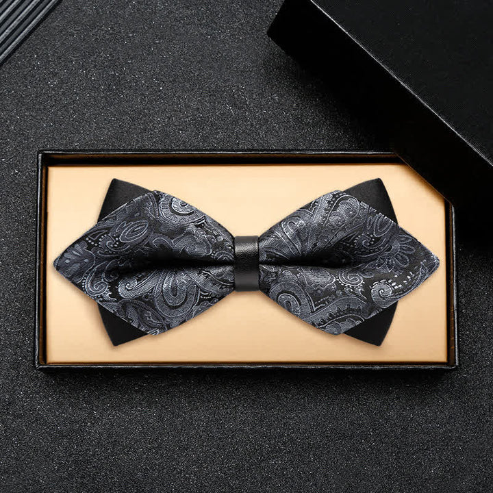 Pajarita elegante con doble capa de cachemira y diseño de puntos para hombre