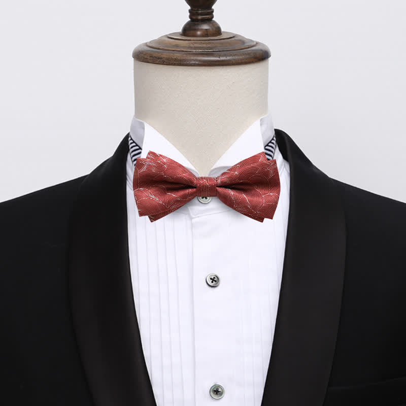 Pajarita formal para boda con estampado de ondas rojas para hombre