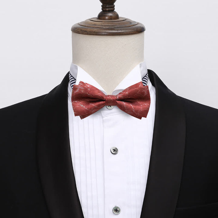 Pajarita formal para boda con estampado de ondas rojas para hombre