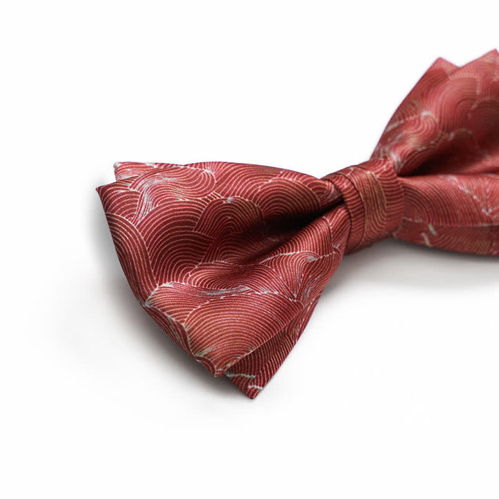 Pajarita formal para boda con estampado de ondas rojas para hombre