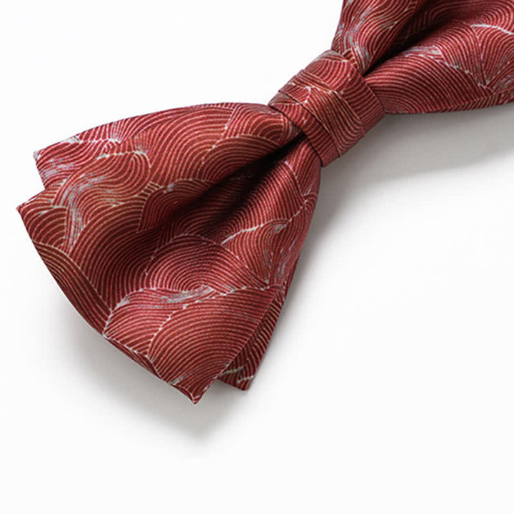 Pajarita formal para boda con estampado de ondas rojas para hombre