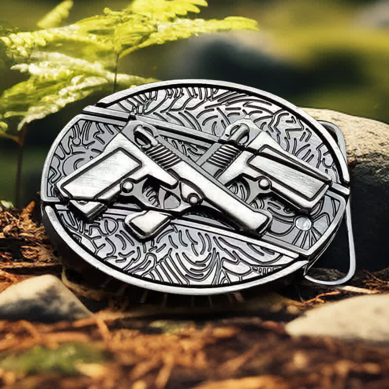 Juego de hebillas de cinturón de cuero con diseño único para armar un cuchillo plegable oculto.