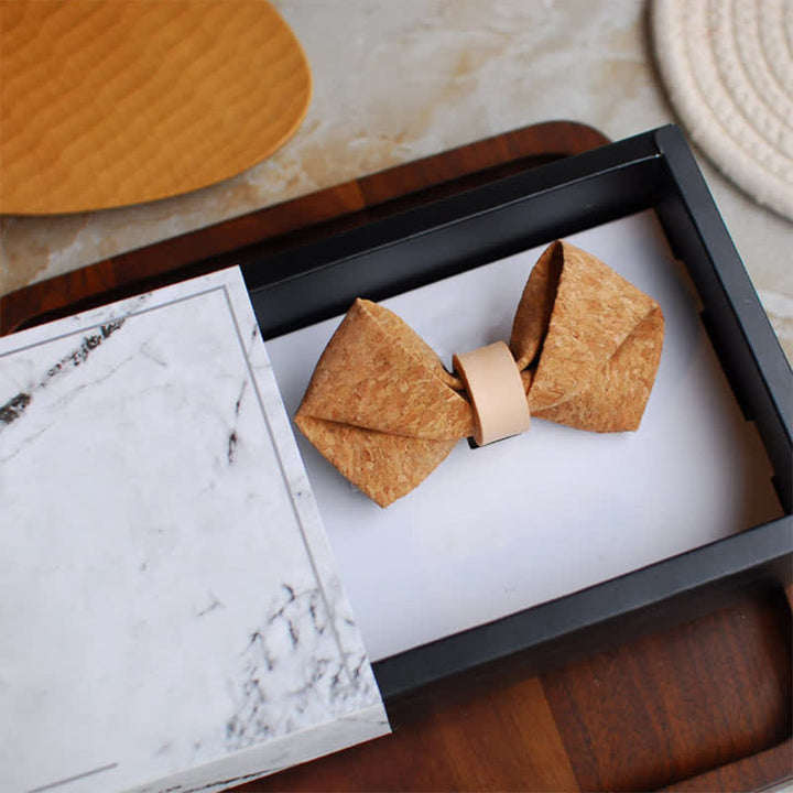 Pajarita de lazo de cuero de imitación de madera de la serie Natural para hombre