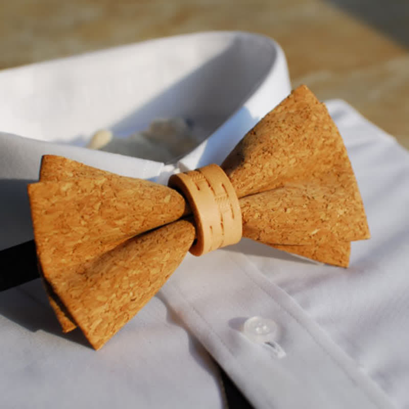 Pajarita de lazo de cuero de imitación de madera de la serie Natural para hombre