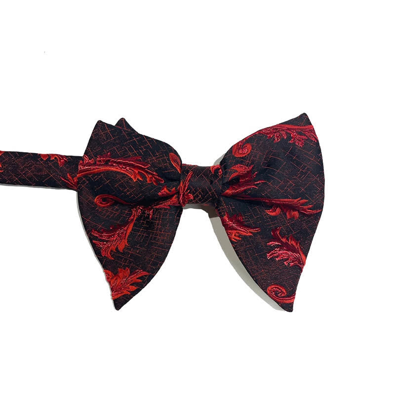 Pajarita clásica de jacquard floral de gran tamaño y punta para hombre
