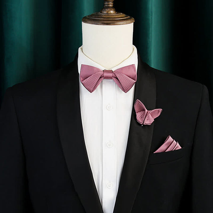 Pajarita de seda para boda de sarga rosa suave para hombre