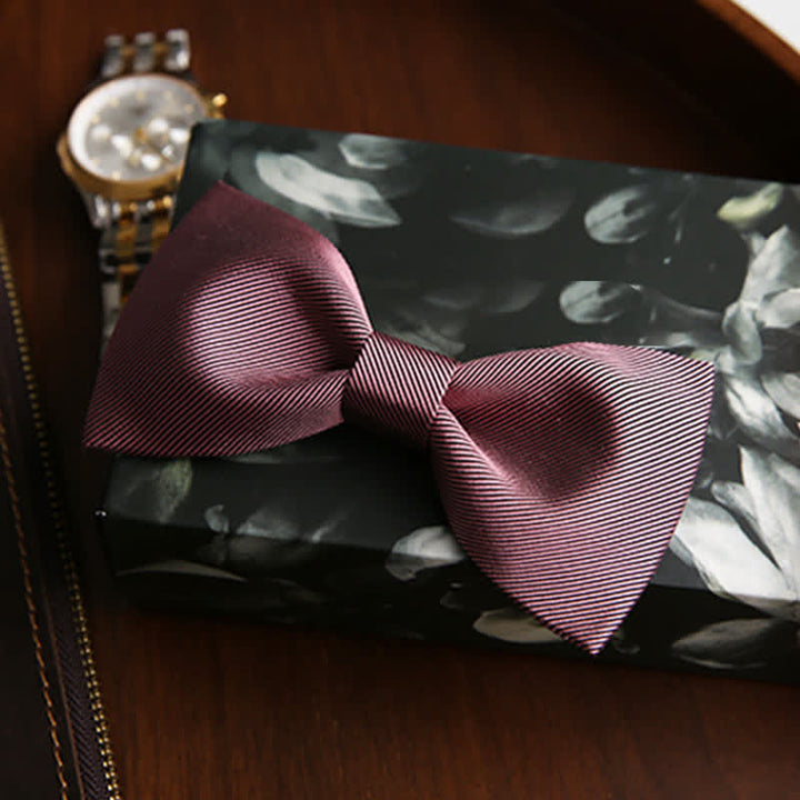 Pajarita de seda para boda de sarga rosa suave para hombre