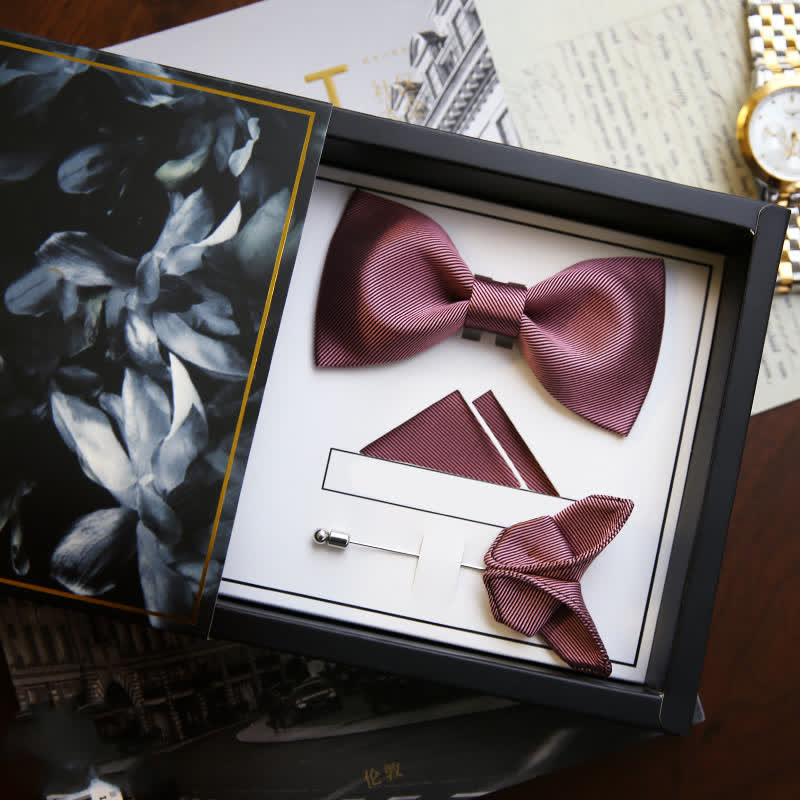 Pajarita de seda para boda de sarga rosa suave para hombre