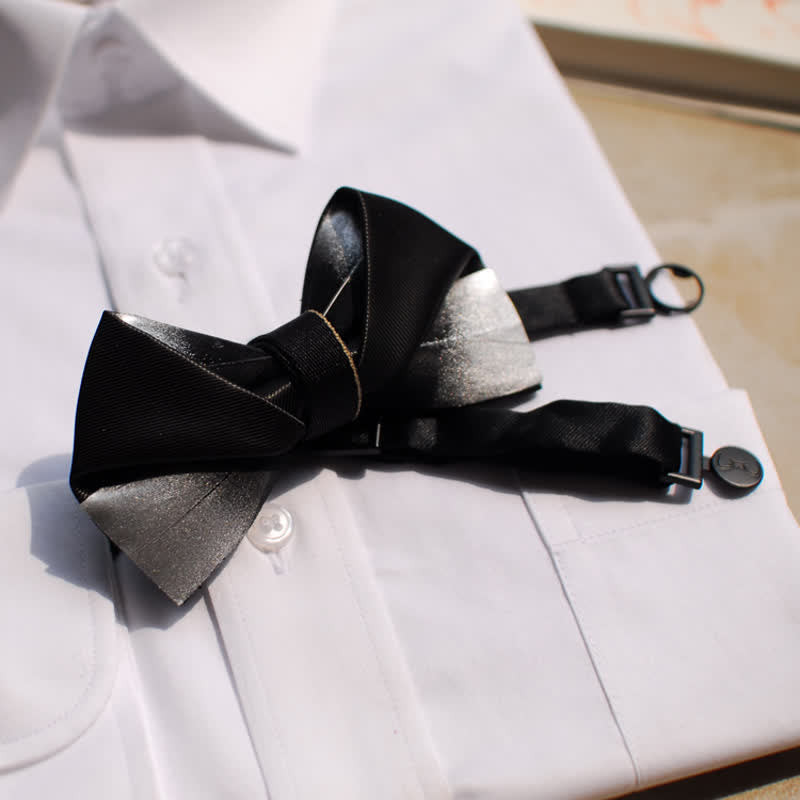 Pajarita con diseño de plumas en blanco y negro degradado para hombre