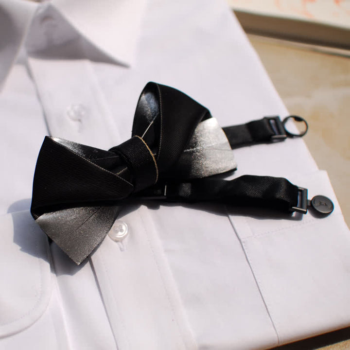 Pajarita con diseño de plumas en blanco y negro degradado para hombre